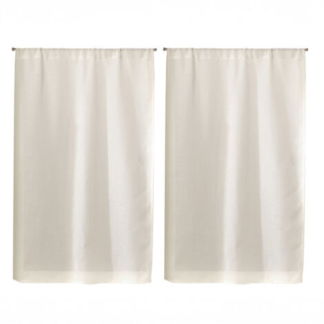 Paire de Petits rideaux  Unis en Etamine Beige 95x200 cm