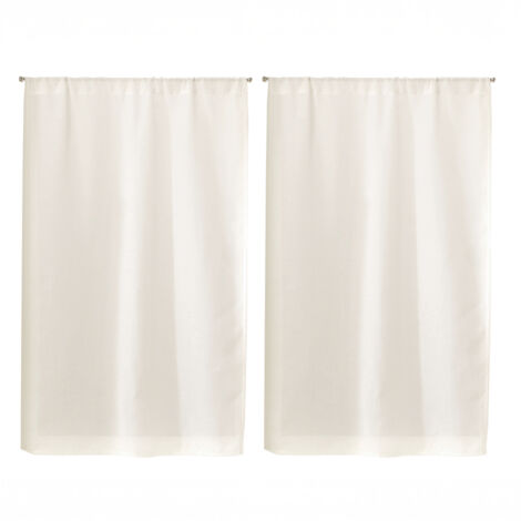 Paire de Petits rideaux  Unis en Etamine Blanc 55x160 cm