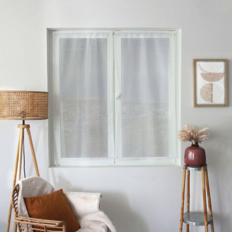 Paire de petits vitrages à plumetis en organza Blanc 60x90 cm