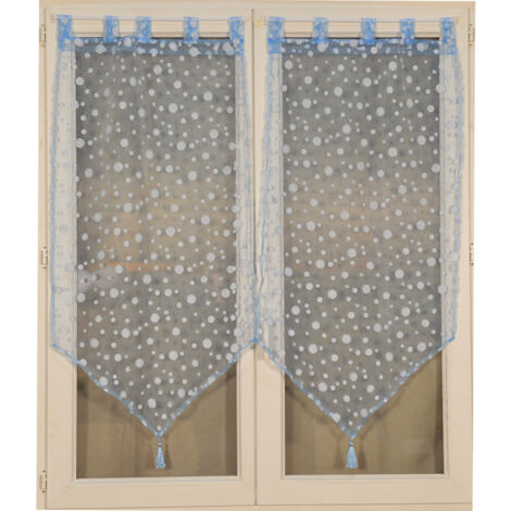 Paire de petits voilages à bulles argentées Bleu 2x60x160 cm