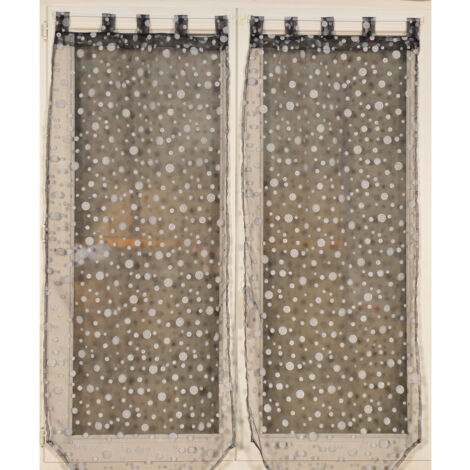 Paire de petits voilages à bulles argentées Noir 2x60x90 cm
