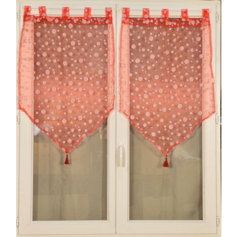 Paire de petits voilages à bulles argentées Rouge 2x60x160 cm
