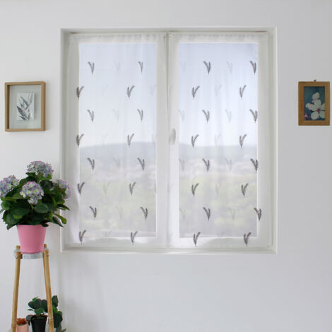 Paire De Voilages Cœur En Dentelle Blanc - 60x120 Cm - Polyester - Tamisant - Pour Fenêtre Déco