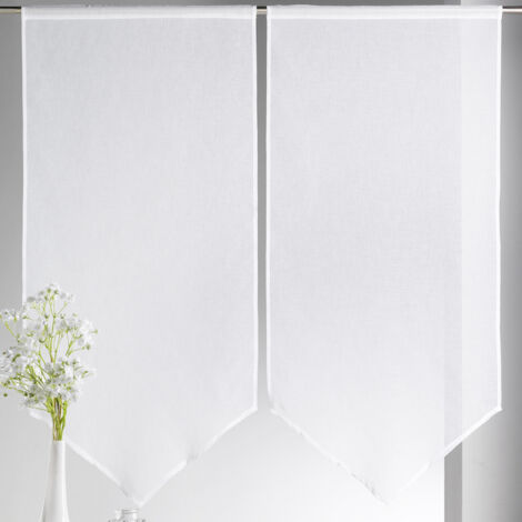 Paire de petits voilages bas en pointe Ivoire 60x130 cm