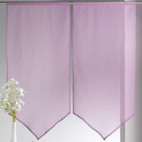 Paire de petits voilages bas en pointe Lilas 60x130 cm