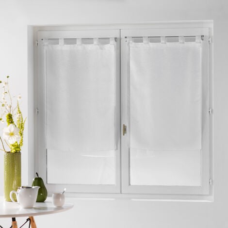 Paire de Petits voilages Droits à Passants Blanc 60x120 cm