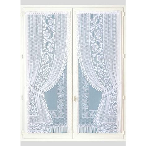 Paire de petits voilages " - Effet Double Voilages" Blanc 60x120 cm