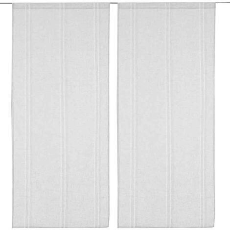 Paire de Petits voilages en Lin Blanc 38x90 cm