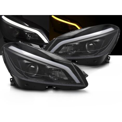 Paire de Phares Mercedes W204 de 2011 a 2014 LED LTI DRL Dynamique Noir-42389210