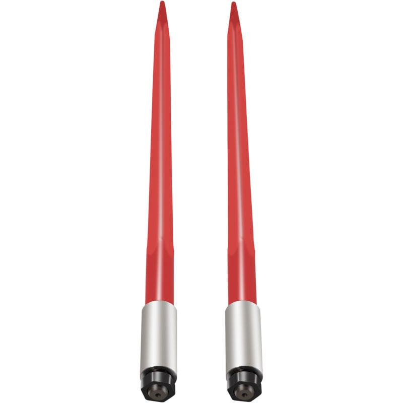 Paire de piques à foin Mophorn de 39 po, capacité de 3 000 lb, piquet à fixation rapide pour balles carrées, fourches à revêtement rouge de 1 3/4 po