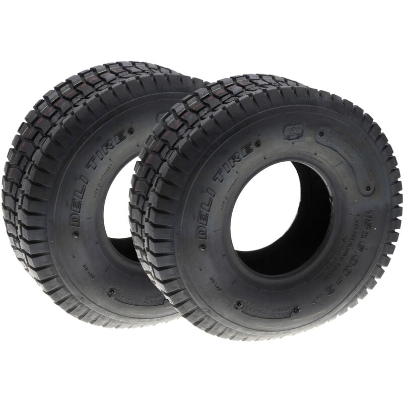 Jardiaffaires - Paire de pneus 4 Plis dimensions 15x600-6 pour tondeuse autoportée