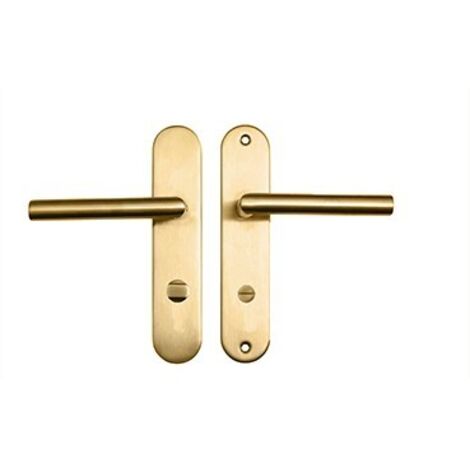 Paire de Poignée de porte sur plaque MINI TINA " axe 165 mm " Inox PVD OR "  Condamnation sans voyant
