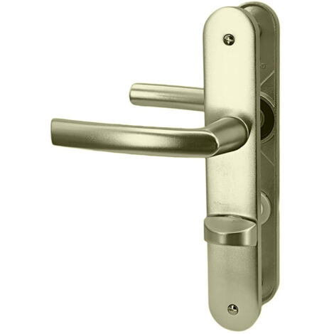 Paire de poignée porte toilette champagne aluminium à condamnation avec voyant 234 mm Bricard