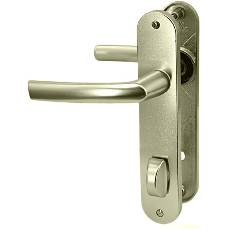 Paire de poignées à condamnation pour porte salle de bain aluminium champagne Bricard