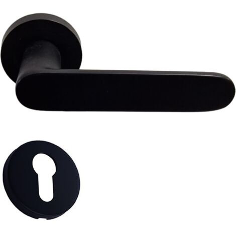 Paire de poignées 'JOE' Klose besser – Aluminium noir – Rosaces rondes – Trou cylindre – Longueur 117mm – Diamètre rosace 50mm