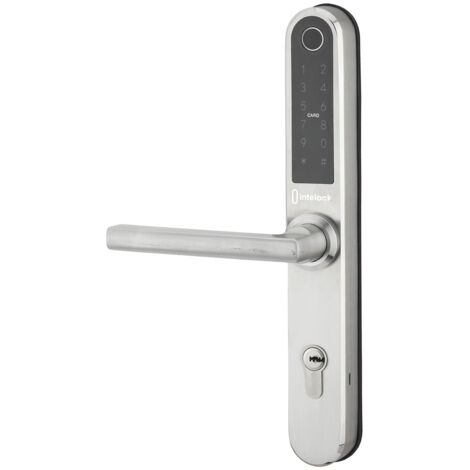 Paire de poignées connectées Intelock Multi, pour porte d'entrée, entr'axes 72mm, argent - INTELOCK