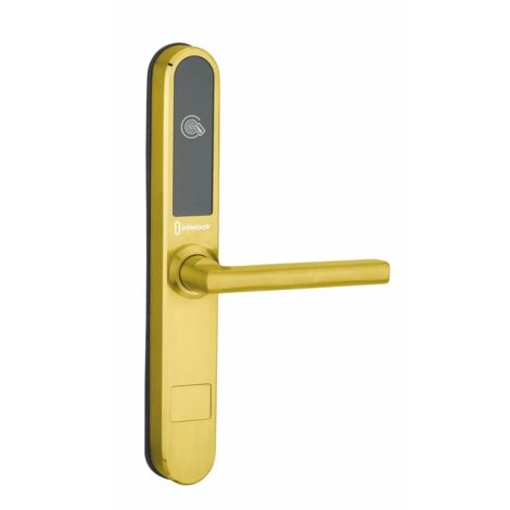 Paire de poignées connectées Intelock Room hôtel, pour porte intérieure, doré - INTELOCK