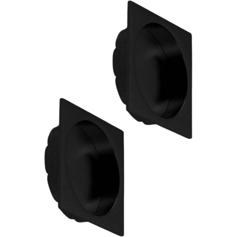 Paire de poignées cuvette carrées à encastrer noir mat - Bonaiti