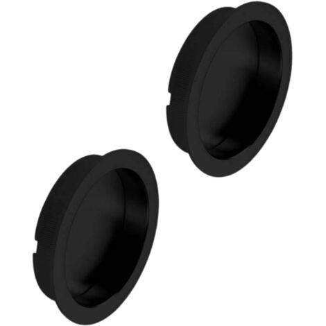 Paire de poignées cuvette ronde à encastrer noir mat pour porte coulissante - Bonaiti