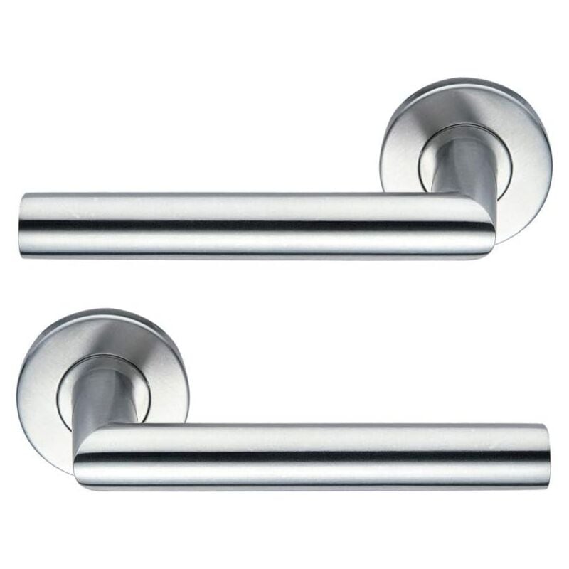 Paire de poignées de Porte sur Rosace INOX , carré de 8mm