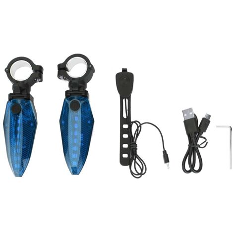 Paire de Poignées de Vélo LED Étanches avec Avertisseur Antivol et Lumière d'Avertissement (Bleu)