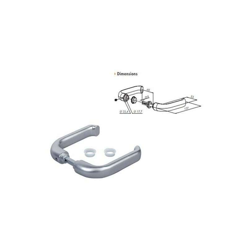 Paire de poignées en alu, carré de 10mm, longu. 60mm portail coulissant Locinox