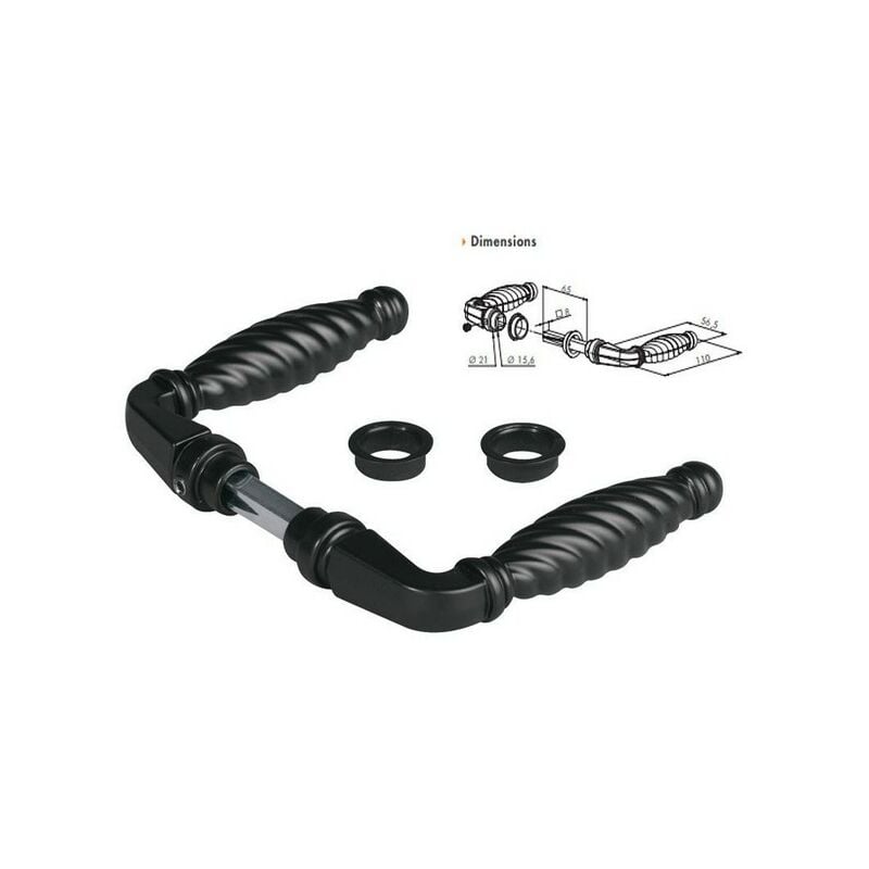 Locinox - Paire de poignées en zamac noir pour carré de 8mm, longu. 65mm