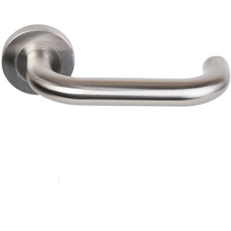 Klose Besser – Paire de béquilles inox 304 2 coudes C7 sur rosace Vabre – ressort de rappel ép. 38/50 mm – Pour portes de 35 à 60 mm – 171