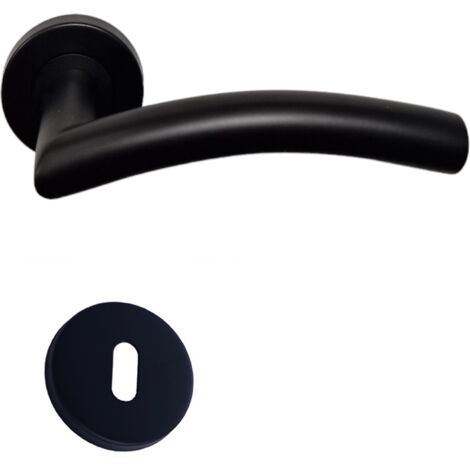Klose Besser – Paire de poignées de porte d'entrée – Rosaces ELSA VAGUE noires – Inox 304 – Entraxe 27 mm – Épaisseur 35 à 60 mm