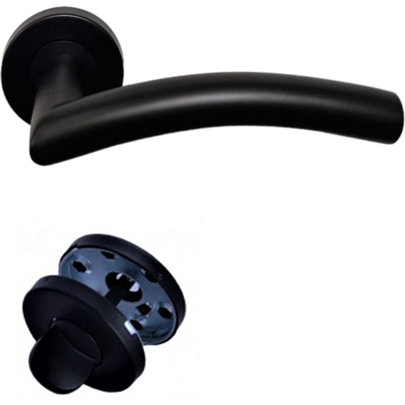 Klose Besser - Paire de Poignées sur Rosaces 'elsa vague' Noires Inox 304 +1 Paire de rosaces condamnation