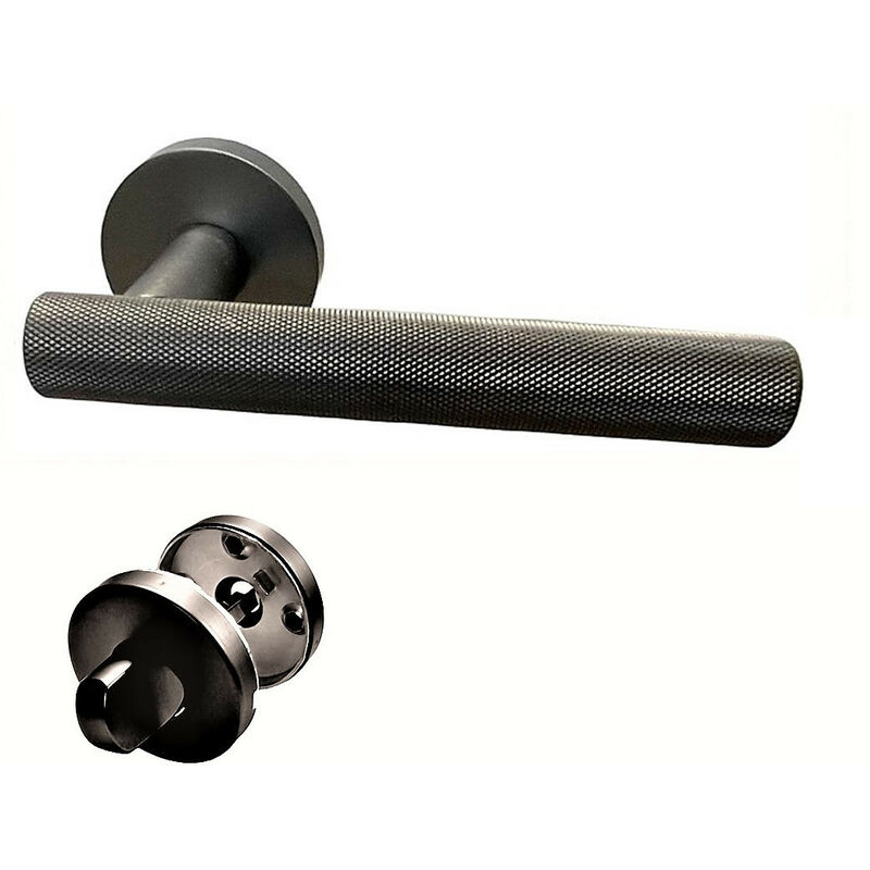 Paire de Poignées ' Klose Besser sur Rosaces ' gun ' Inox 304 plein +1 Paire de rosaces condamnation