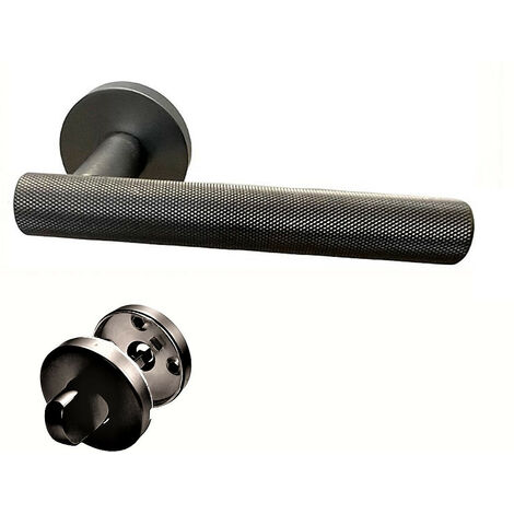 Klose Besser – Paire de poignées de porte en inox 304 plein – Rosaces 'GUN' diamètre 53mm – Entraxe 26.5mm – Esthétique bronze patiné