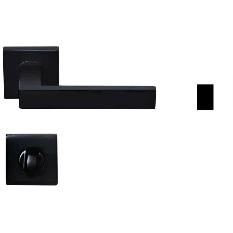 Paire de Poignées Noires Klose Besser sur rosaces carrées coletten +1 Paire de rosaces condamnation