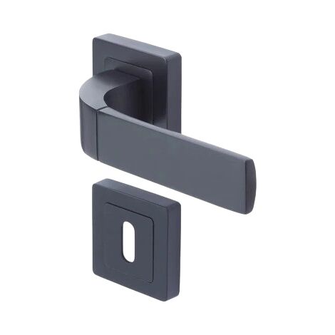 Maniglie Per Porta Yale Verona - Nero Opaco, Con Rosone E Foro Per Serratura, Per Interni Ed Esterni - Foto 3