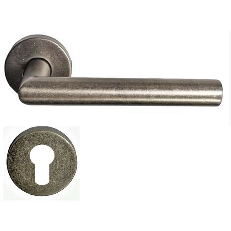 Paire de Poignées sur Rosaces "ANTIQUE ARGENT"- KLOSE besser Inox 304 SILVER +1 Paire de rosaces cylindre