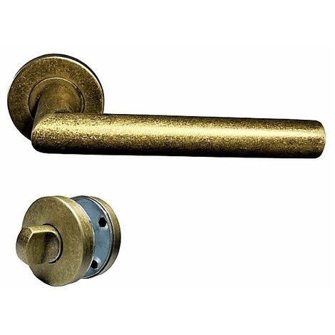 Klose Besser – Paire de poignées sur rosaces antique or en inox 304 – Entraxe 26.5mm – Forme cylindrique – Rosaces à condamnation 53mm
