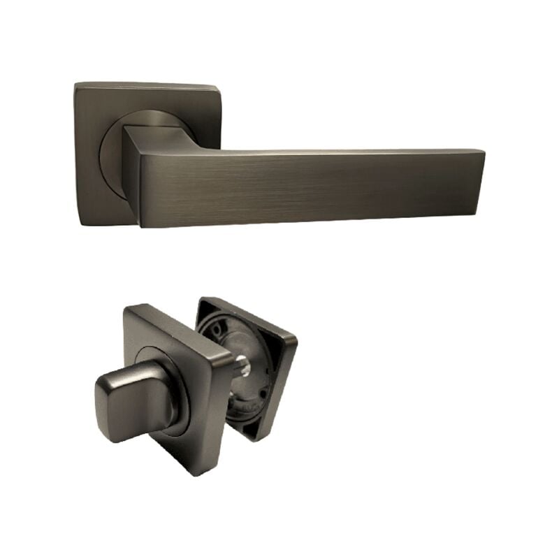 Klose Besser - Paire de Poignées de Porte sur Rosaces Carrées ' ' en aluminium Couleur Bronze anodisé 'elodie ' +1 Paire de rosaces condamnation