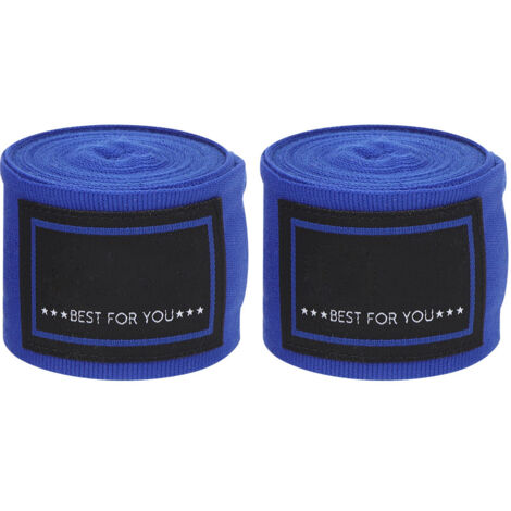 Paire de Protections Mains en Coton Élastique Bleu pour Boxe, Sanda et Muay Thai