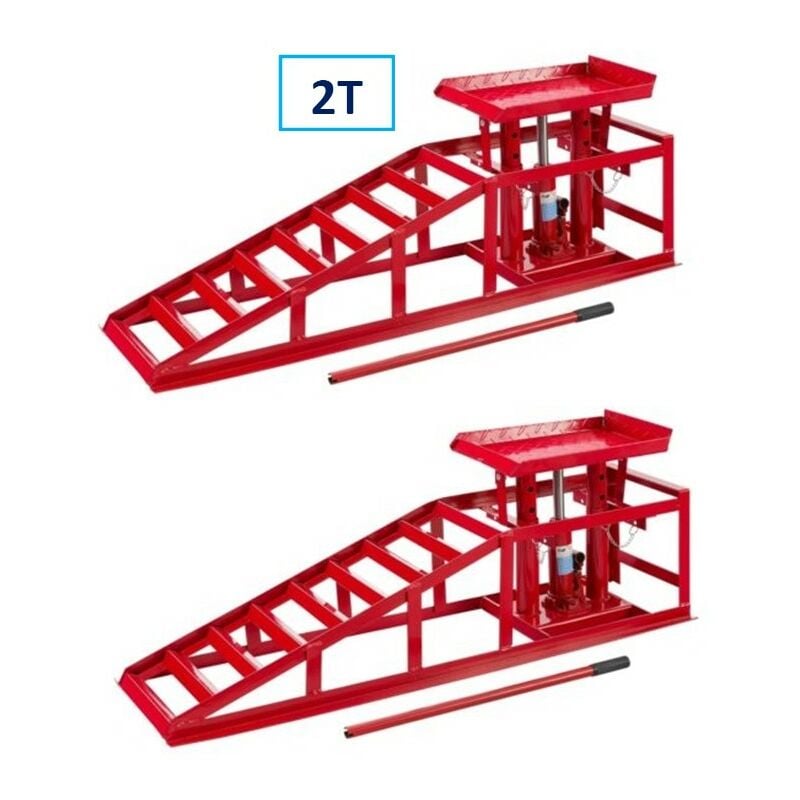 Paire de Rampes de Levage Hydraulique 2T Rampe d'Accès Réglable chargement Véhicule 240-420mm
