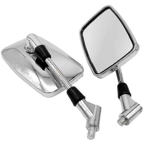 paire de rétroviseurs universels de 10 mm pour moto, à fixer sur le guidon ou le côté du guidon (modèle Chopper, couleur argent).
