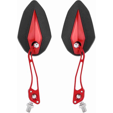 Paire de rétroviseurs universels rouges 8 mm et 10 mm pour moto et scooter.