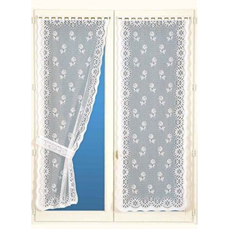 Paire de rideaux Bonne-Femme avec embrasses Blanc 60x220 cm