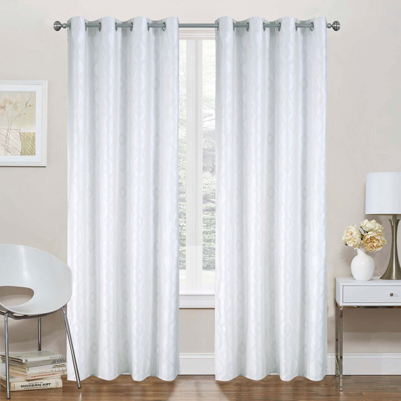 Paire de rideaux obscurcissant à motifs Blanc 140x260 cm