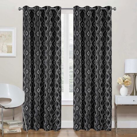 Paire de rideaux obscurcissant à motifs Noir 140x260 cm