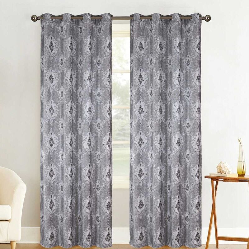 Homemaison - Paire de rideaux tamisants baroque Gris clair 140x260 cm