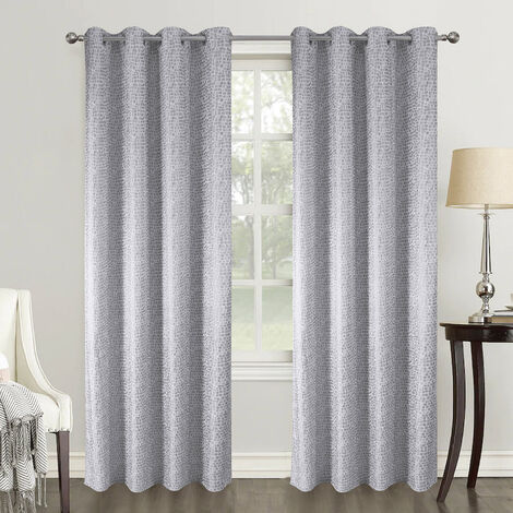 Paire de rideaux obscurcissants au style géométrique Gris clair 140x260 cm