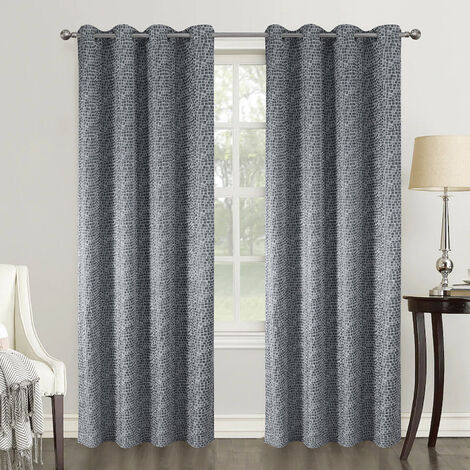Paire de rideaux obscurcissants au style géométrique Gris clair 140x260 cm