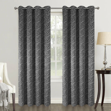 Paire de rideaux obscurcissants au style géométrique Noir 140x260 cm