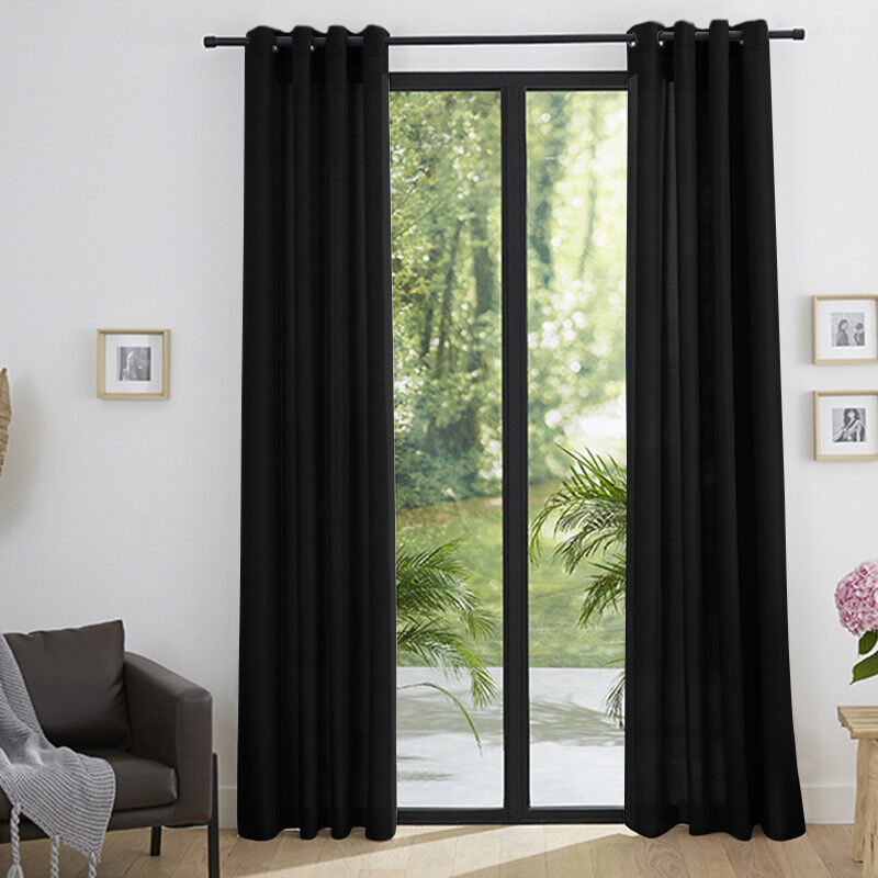 Univers Decor - Paire de rideaux tamisant à œillets Effet Lin 'Moonlight' Truffe