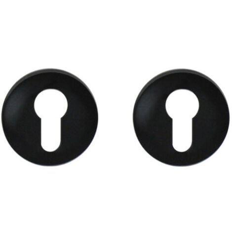 Paire de rosace ronde pour porte modèle Pomerol - Cylindre - Noir velouté